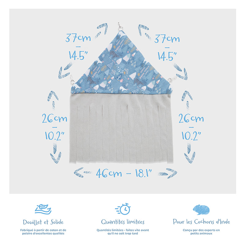 Rideau de coin de la marque Kavee motif bleu ours polaire sur fond gris clair avec ses dimensions et avantages