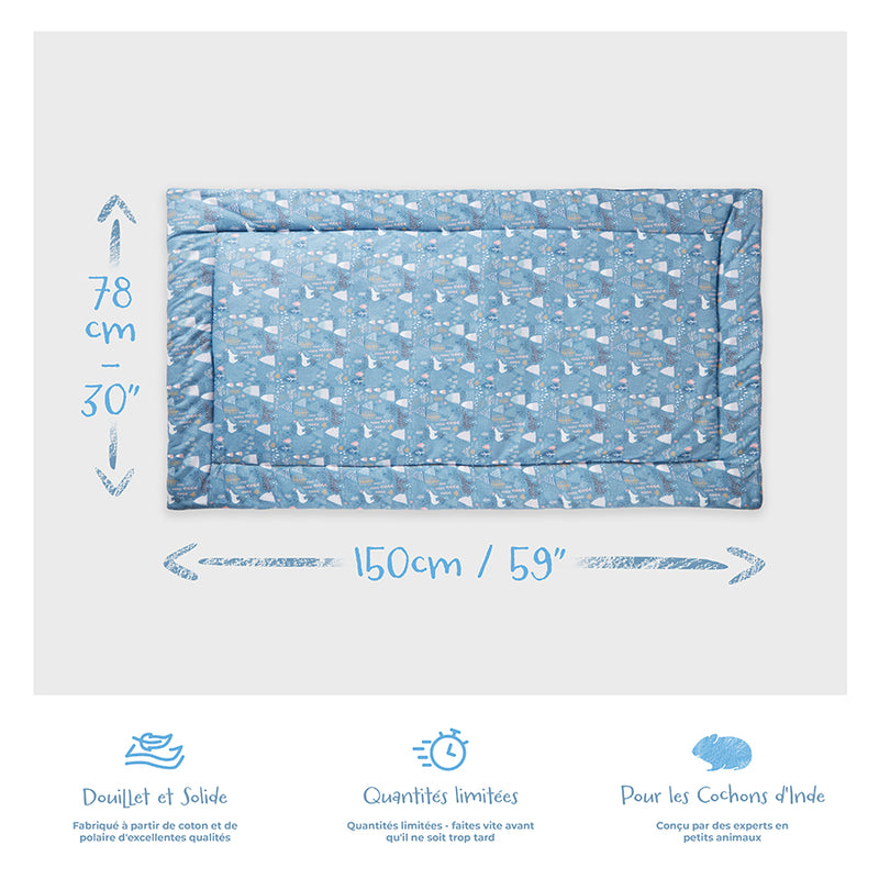 tapis polaire 4x2 cochon d'inde motif tissu bleu ours polaire de Kavee avec ses dimensions et avantages