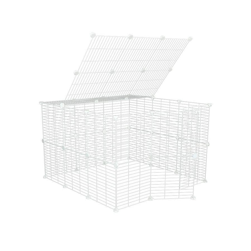 Un enclos modulable 3x3 exterieur avec couvercle avec grilles blanches fines pour lapins ou cochons d'inde kavee 