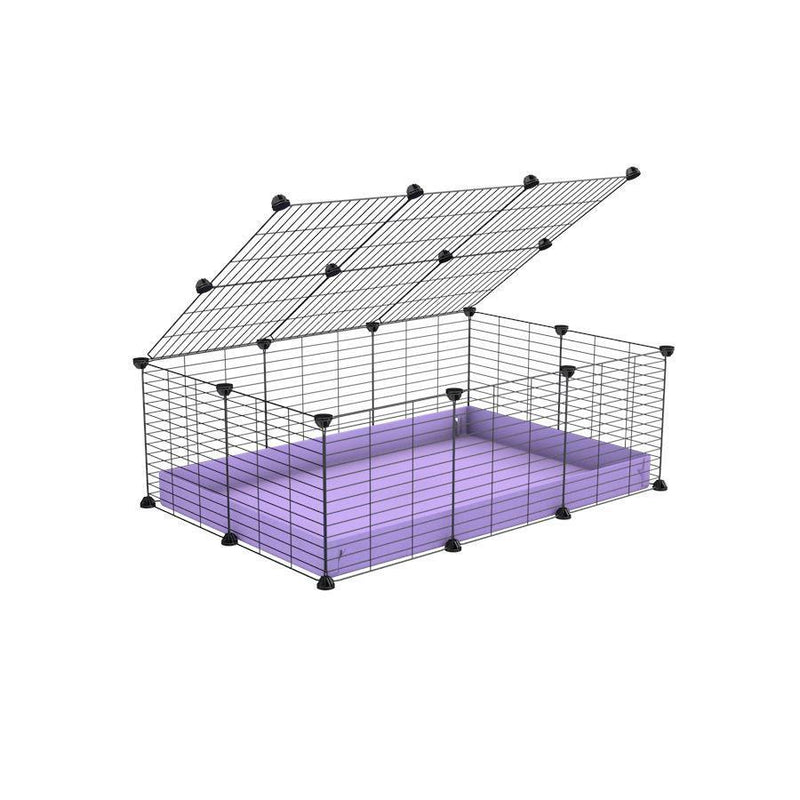 une cavy cage 3x2 pas chere cochons d'inde avec couvercle coroplast violet lilas et grilles avec barreaux etroits de kavee