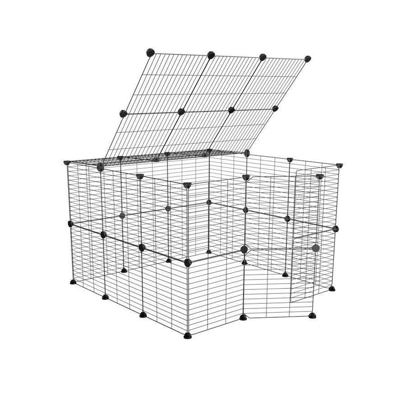 Un enclos cavy cage modulable 3x3 exterieur avec couvercle avec grilles fines pour lapins ou cochons d'inde de kavee 