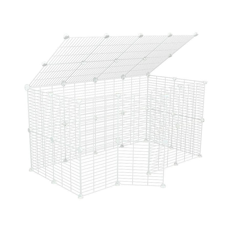 Un enclos kavee cage 4x2 exterieur avec couvercle et grilles blanches a maillage etroit pour lapins ou cochons d'inde