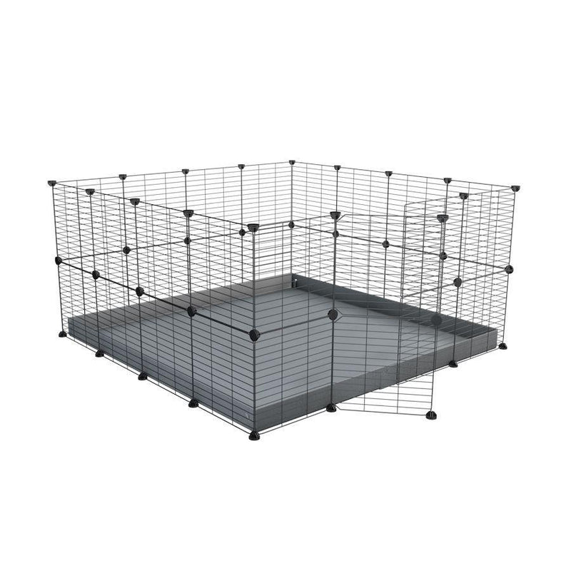 Une cavy cage modulaire pour lapin 4x4 avec grilles fines petits trous coroplast gris de kavee france