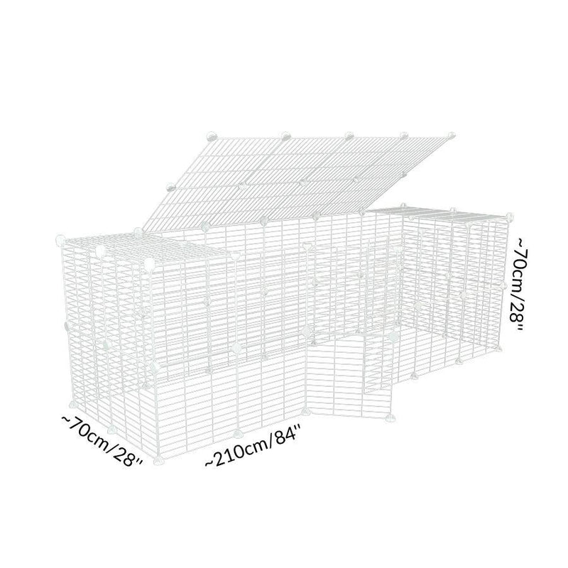Taille d'Un enclos cavy cage modulable 6x2 exterieur ou interieur avec grilles blanches a petits trous pour lapins ou cochons d'inde