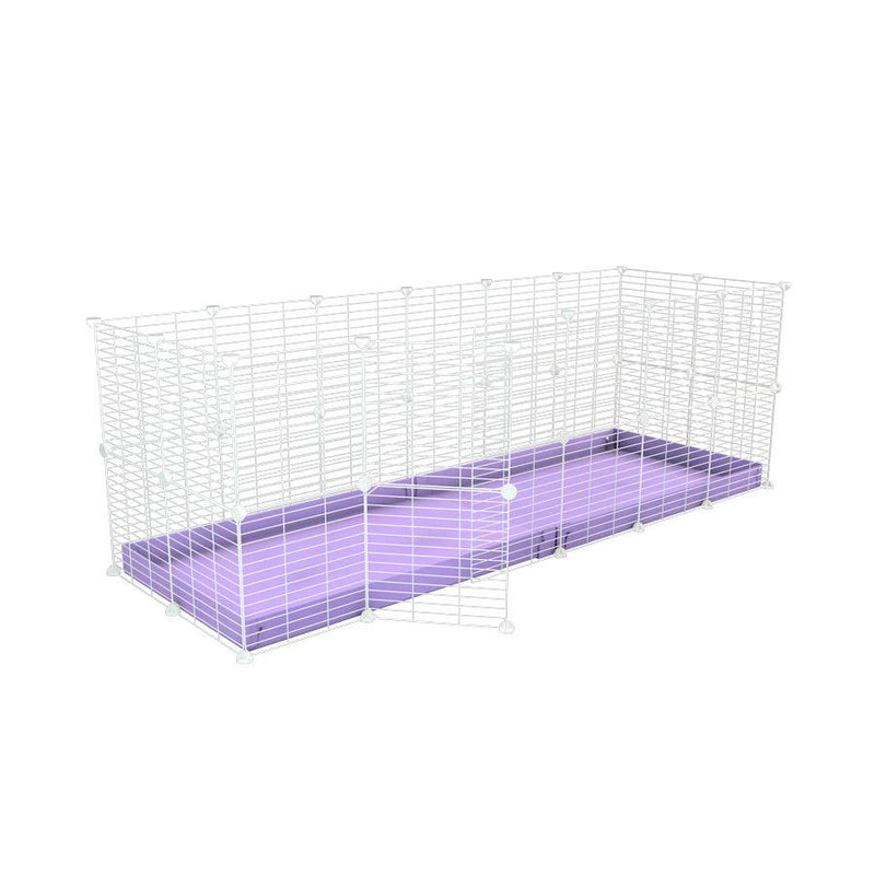 Une cavy cage 6x2 pour lapin avec un coroplast violet lilas et des grilles blanches a maillage fin par kavee