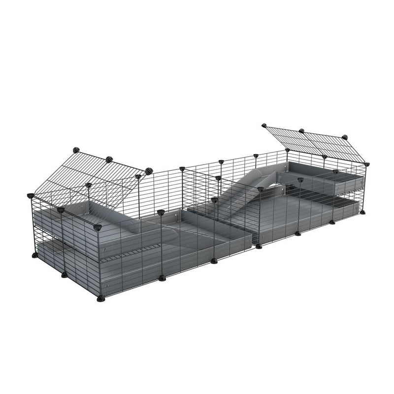une cavy cage 6x2 loft avec separation pour cochons d'inde qui se battent ou en quarantaine avec coroplast gris kavee