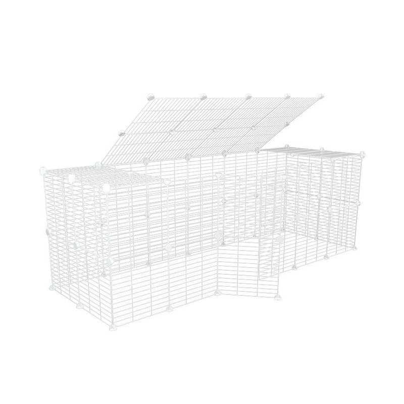 Un enclos cavy cage modulable 6x2 exterieur ou interieur avec grilles blanches a petits trous pour lapins ou cochons d'inde