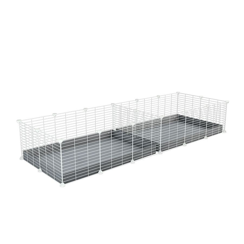 une cavy cage blanche 6x2 avec separation pour cochons d'inde qui se battent ou en quarantaine avec coroplast gris kavee