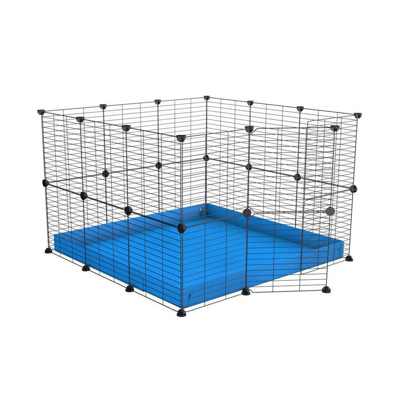 Une cavy cage C&C pour lapin 3x3 avec grilles maillage fin correx bleu de kavee france