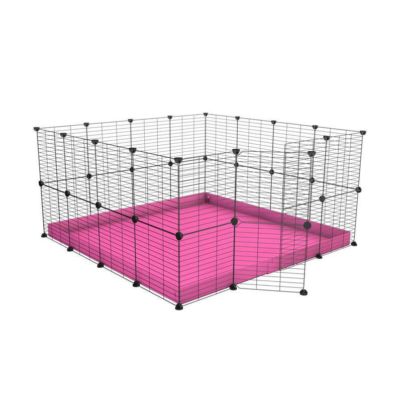 Une cavy cage modulaire pour lapin 4x4 avec grilles pour bebe coroplast rose de kavee france