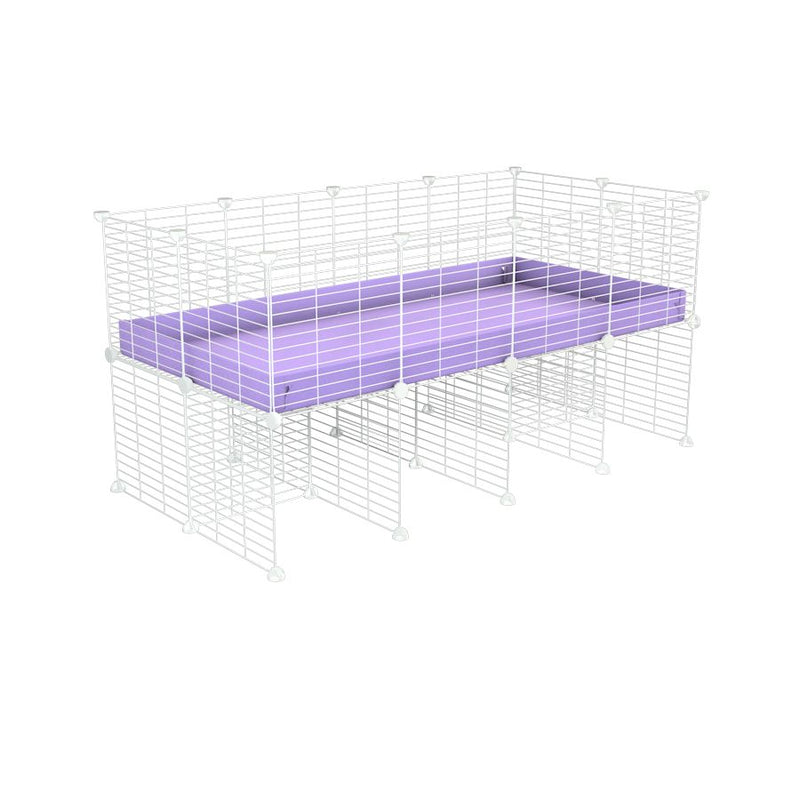 une cavy cage C&C 4x2 pour cobayes cochons d'inde avec rehausseur correx violet lilas et grilles blanches fines de kavee