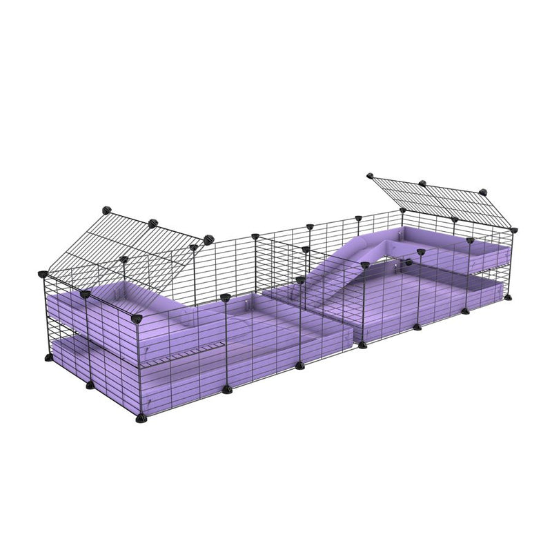 une cavy cage 6x2 loft avec separation pour cochons d'inde qui se battent ou en quarantaine avec coroplast lilas violet kavee