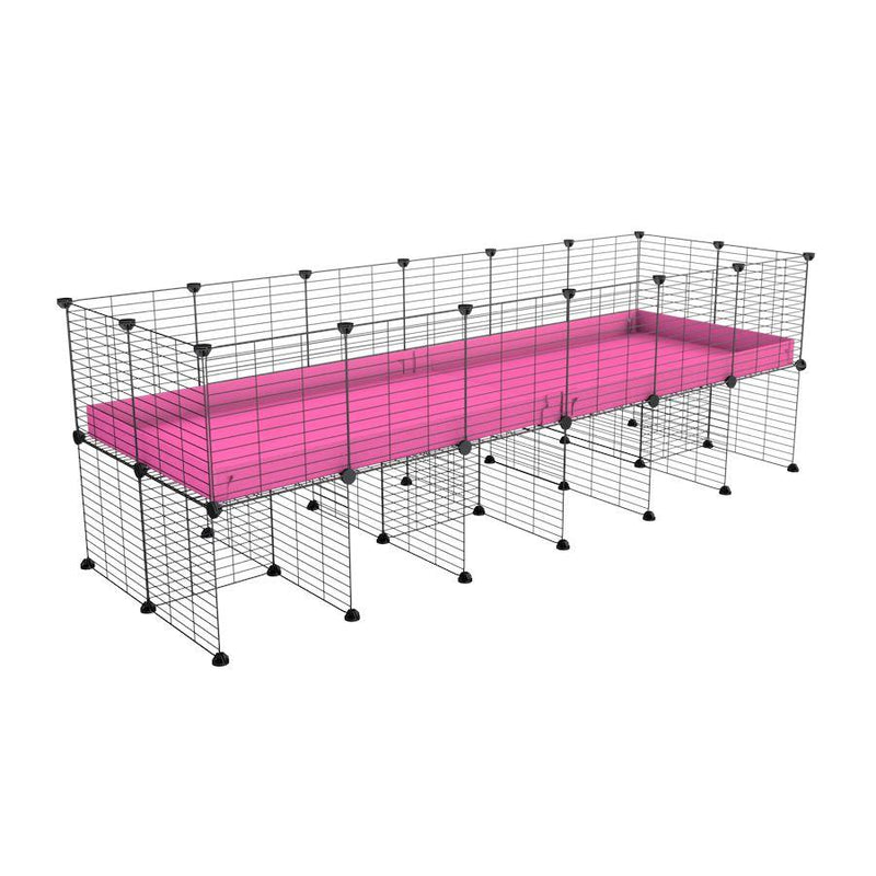 une cavy cage C&C 6x2 pour cobayes cochons d'inde avec rehausseur correx rose et grilles fines de kavee france