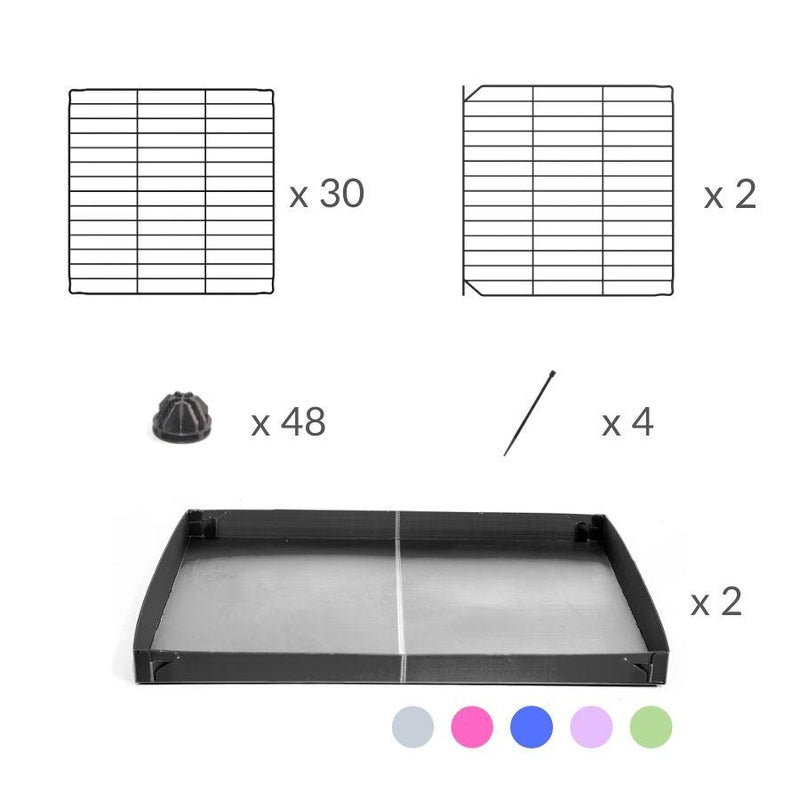 materiel pour Une cavy cage modulaire pour lapin 4x4 avec grilles pour bebe coroplast bleu de kavee france