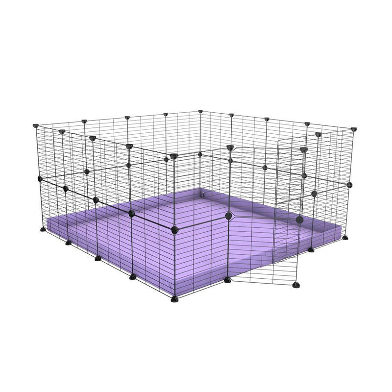 Une cavy cage modulable pour lapin 4x4 avec grilles fines petits trous coroplast violet pastel de kavee france