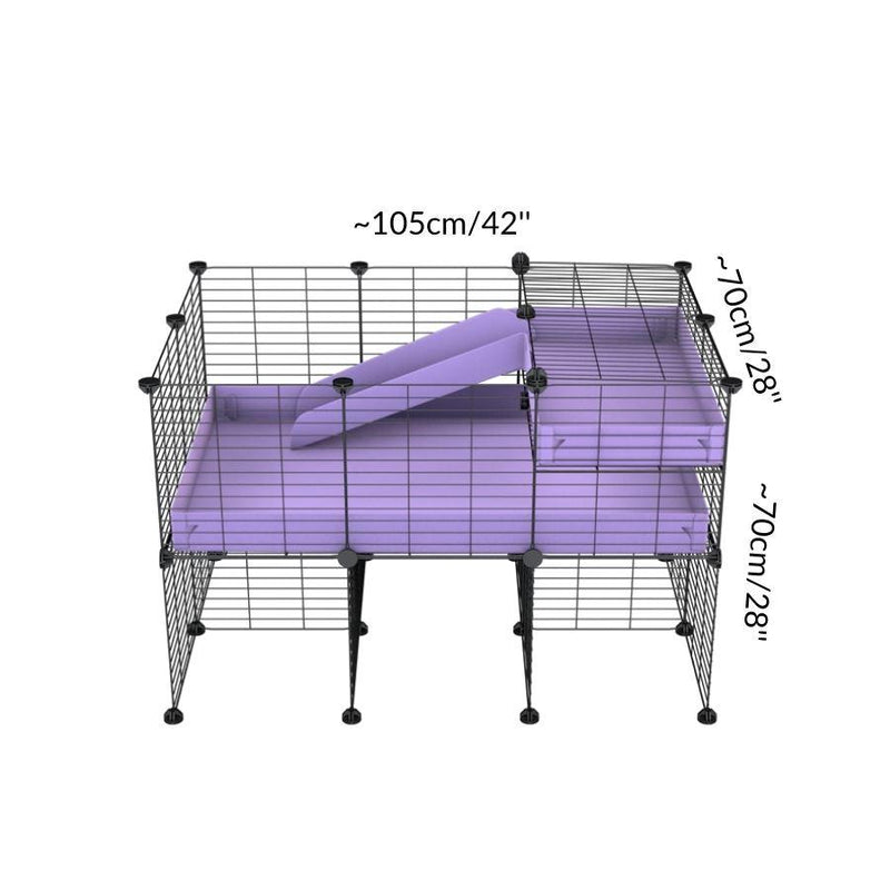 Dimension d'une kavee cage 3x2 pour cochons d'inde avec rehausseur couvercle loft rampe coroplast violet lilas et grilles fines