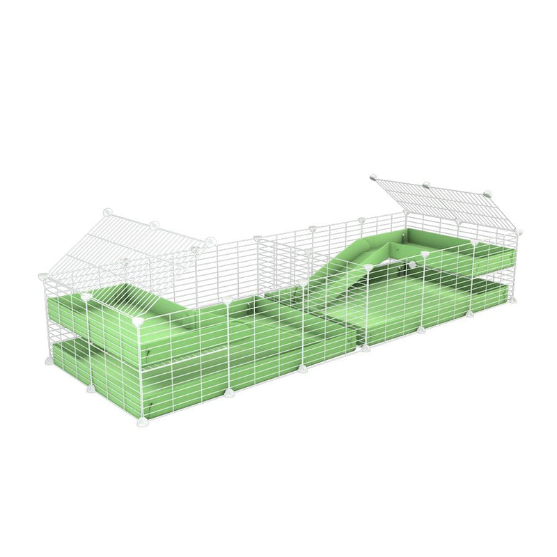une cavy cage blanche 6x2 loft avec separation pour cochons d'inde qui se battent ou en quarantaine avec coroplast vert kavee