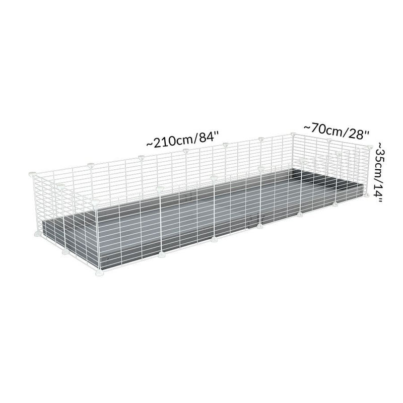 Dimensions d'une cavy cage 6x2 pour cochons d'inde avec couvercle coroplast gris et grilles blanches avec barreaux etroits de kavee