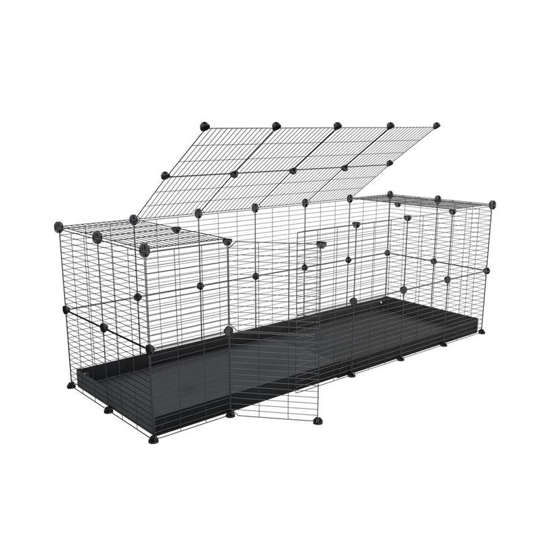 Une cavy cage 6x2 pour lapin avec un couvercle un coroplast noir et des grilles a barreaux etroits par kavee