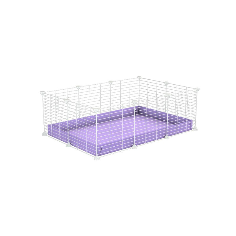une cavy cage pas cher 3x2 pour cochons d'inde avec coroplast violet lilas et grilles blanches fines kavee