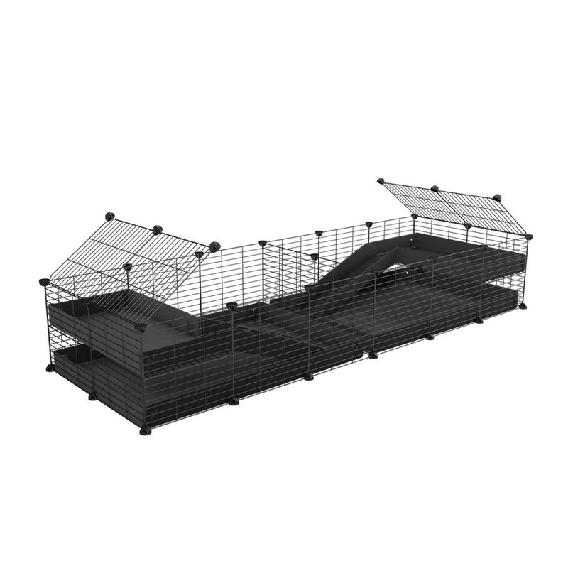 une cavy cage 6x2 loft avec separation pour cochons d'inde qui se battent ou en quarantaine avec coroplast noir kavee