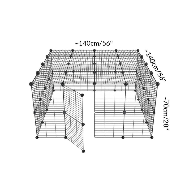 Dimension d'Un enclos haut cavy cage modulaire 4x4 exterieur avec couvercle avec grilles fines pour lapins ou cochons d'inde de kavee 