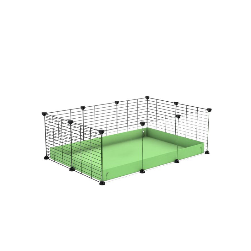 une cavy cage pas cher 3x2 avec panneaux transparents en plexiglass pour cochons d'inde avec coroplast vert pistache et grilles fines avec petits trous de kavee