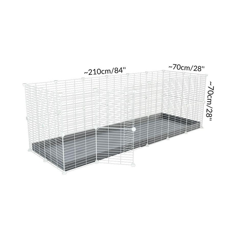 Dimension d'Une cavy cage 6x2 pour lapin avec couvercle un coroplast gris et des grilles blanches a maillage fin par kavee