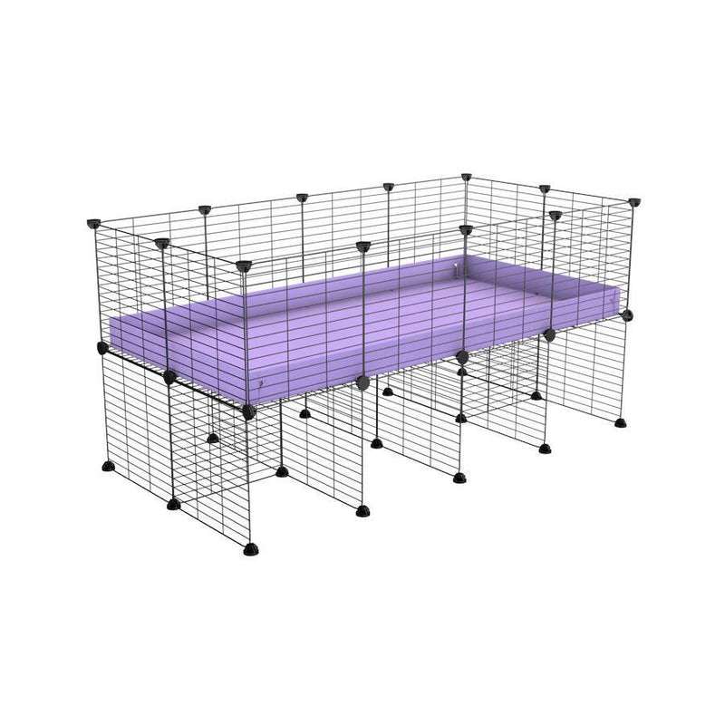 une cavy cage C&C 4x2 pour cobayes cochons d'inde avec rehausseur correx violet lilas et grilles fines de kavee france
