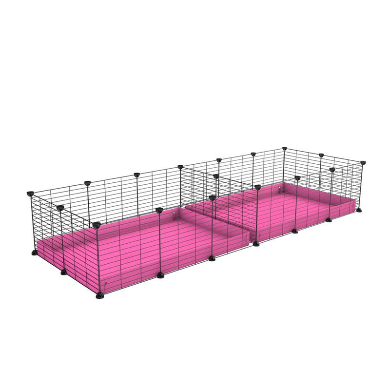 une cavy cage 6x2 avec separation pour cochons d'inde qui se battent ou en quarantaine avec coroplast rose kavee