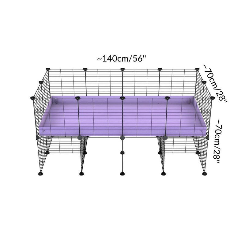 Dimension d'une cavy cage 4x2 pour cochons d'inde avec rehausseur couvercle correx violet lilas et grilles fines de kavee france