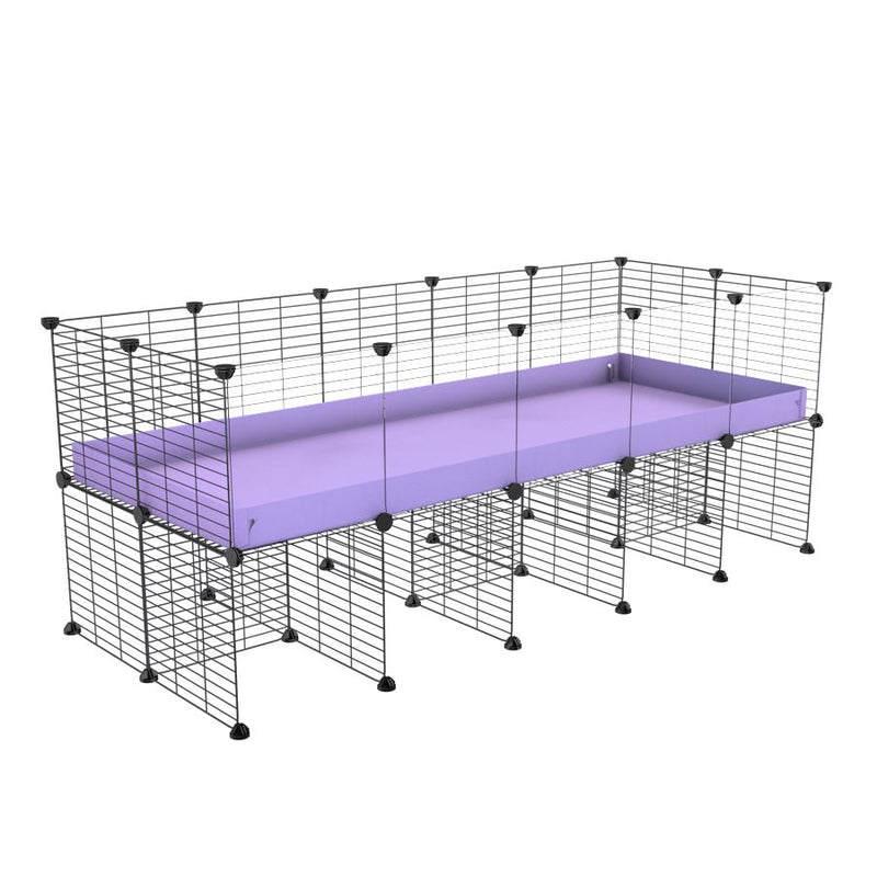 une cavy cage C&C 5x2 avec panneaux transparents en plexiglass pour cobayes cochons d'inde avec rehausseur correx violet lilas et grilles fines de kavee france