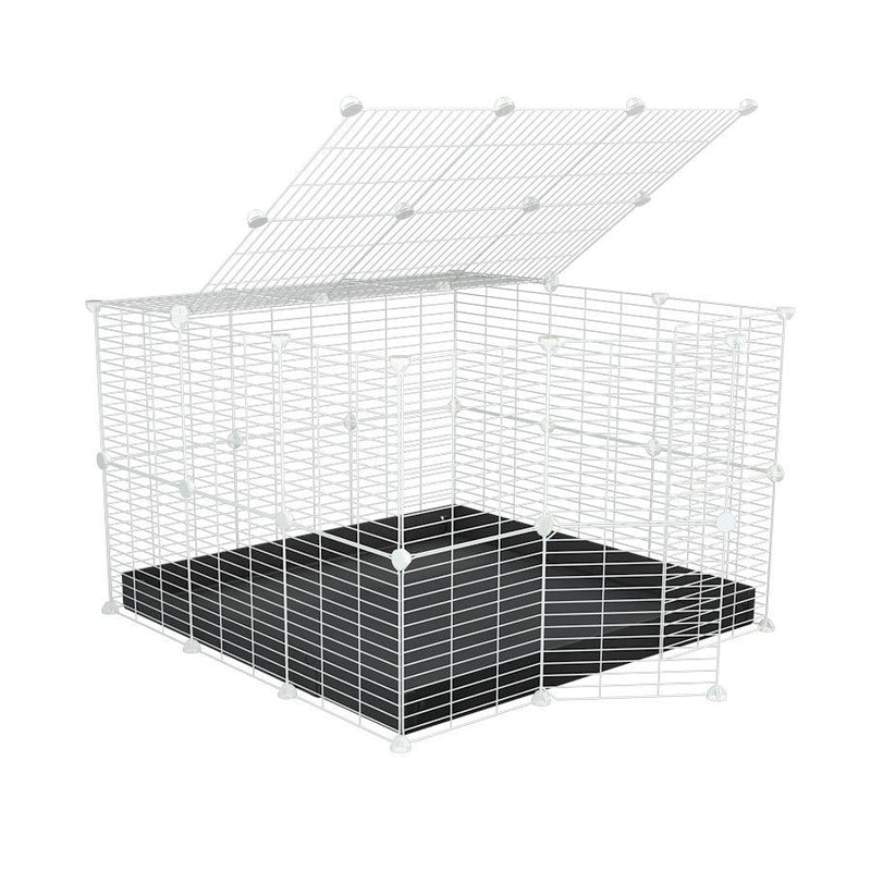 Une cavy cage C&C pour lapin 3x3 avec couvercle grilles blanches maillage fin correx noir de kavee france