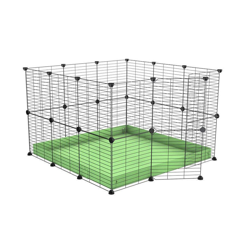 Une cavy cage C&C pour lapin 3x3 avec grilles maillage fin correx vert pistache pastel de kavee france