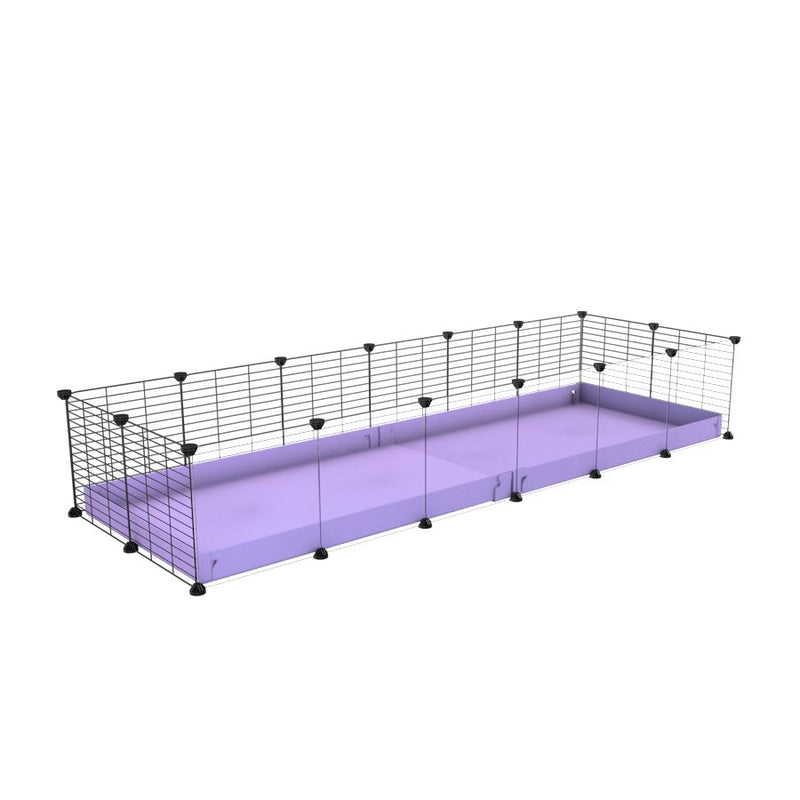 une cavy cage 6x2 pour cochons d'inde avec panneaux transparents en plexiglass avec coroplast violet lilas et grilles fines avec petits trous de kavee