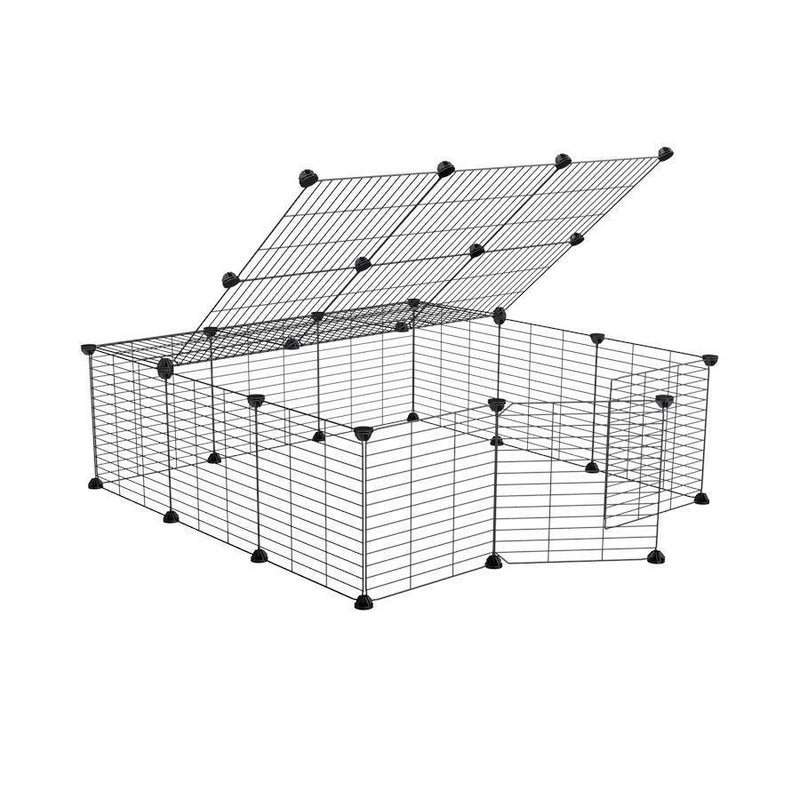 Un enclos cavy cage modulable 3x3 exterieur ou interieur avec couvercle et grilles fines pour lapins ou cochons d'inde de kavee 