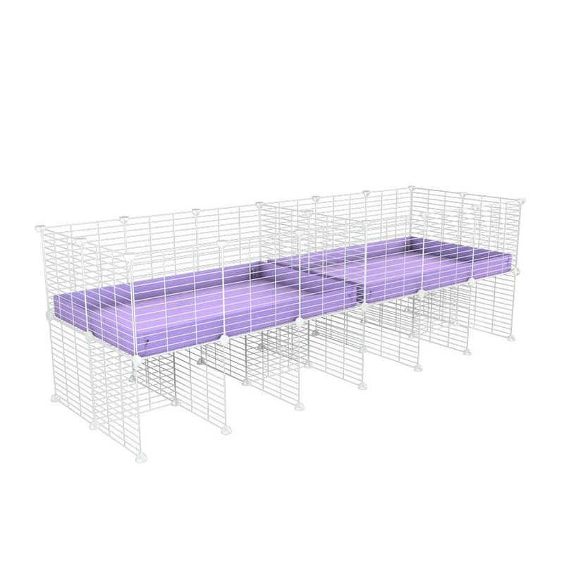 une cavy cage blanche 6x2 stand avec separation pour cochons d'inde qui se battent ou en quarantaine avec coroplast lilas violet kavee