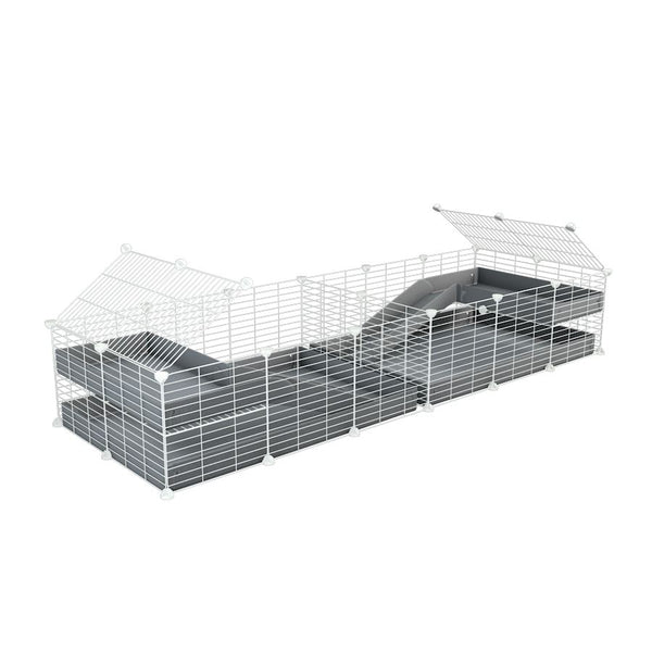 une cavy cage blanche 6x2 loft avec separation pour cochons d'inde qui se battent ou en quarantaine avec coroplast gris kavee