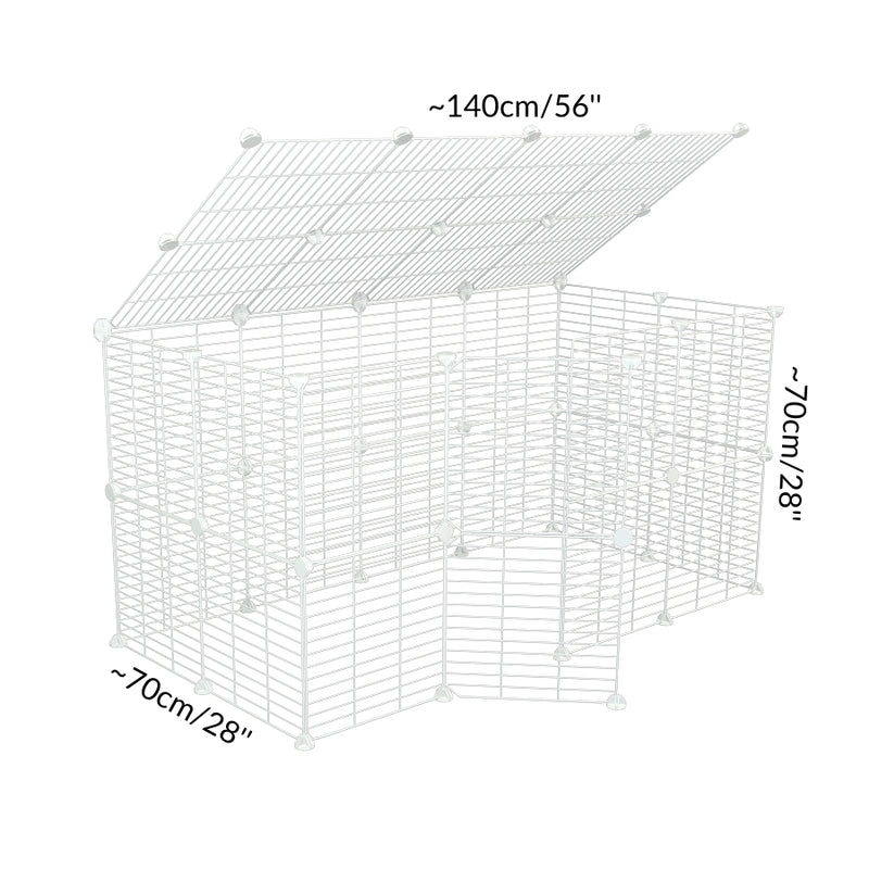 Taille d'Un enclos kavee cage 4x2 exterieur avec couvercle et grilles blanches a maillage etroit pour lapins ou cochons d'inde