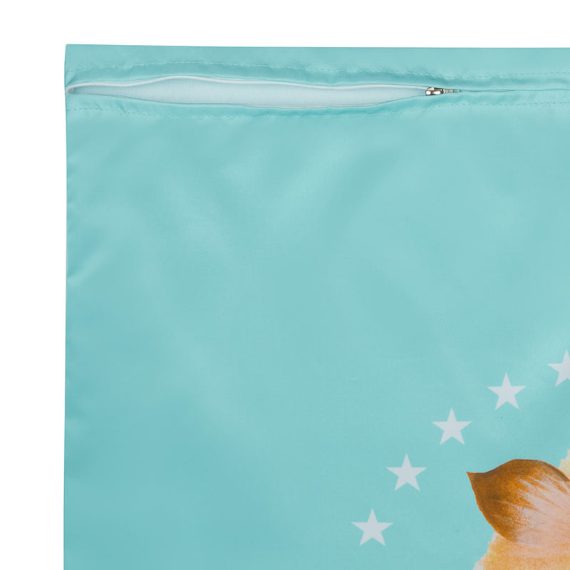 detail fermeture eclair d un sac de lavage bleu kavee cochon d inde tapis polaire lapin chat chien litiere lit couverture
