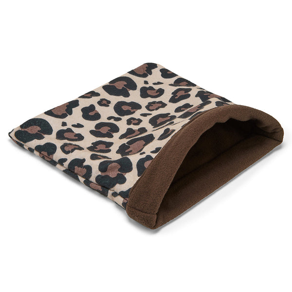 Sac de couchage pour cochon d'Inde en polaire de coloris marron léopard de la marque Kavee