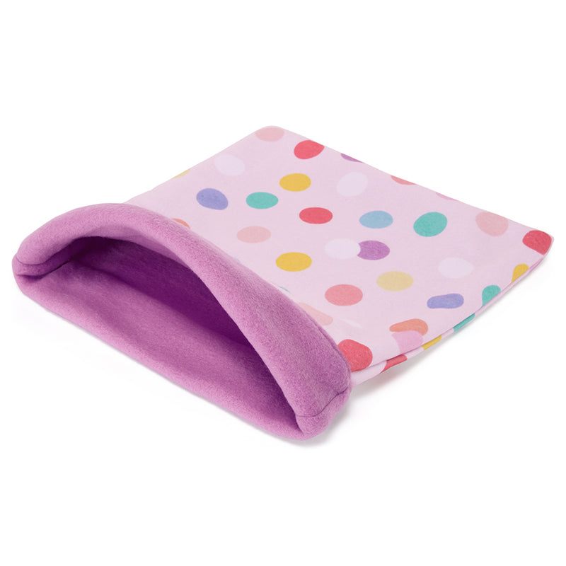 sac de couchage dodo lit polaire pour cochon d'inde en tissu pois rose violet lilas par kavee 
