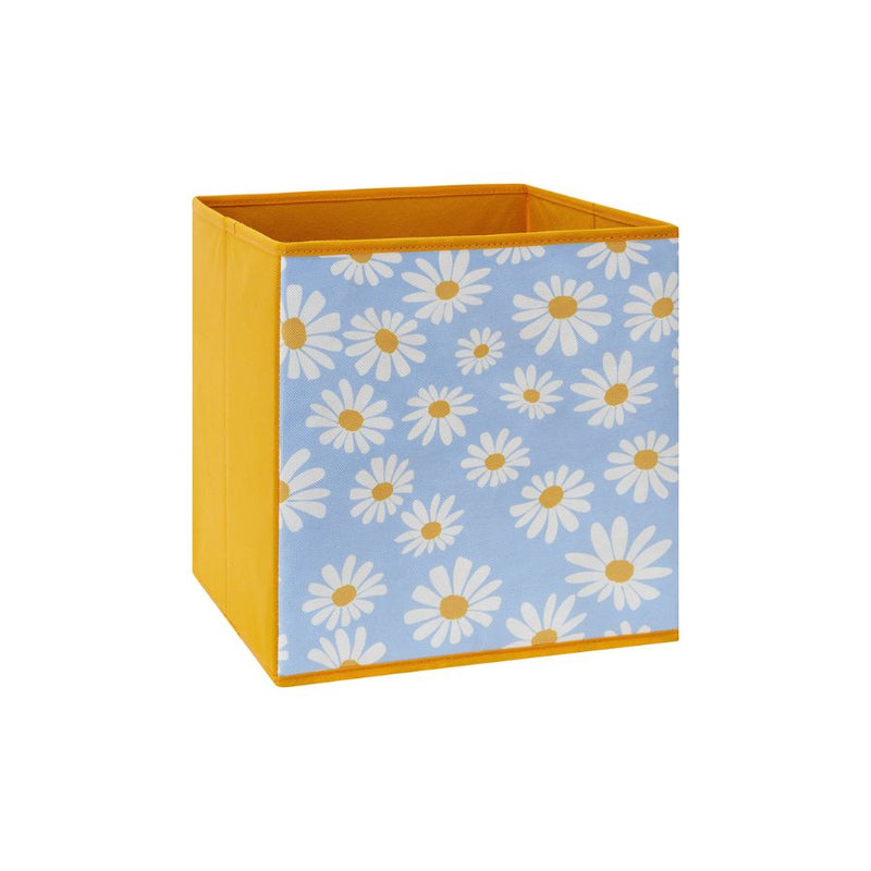 Une boite de rangement pour cavy cage cochon d inde Kavee imprime fleurs marguerite jaune bleu 