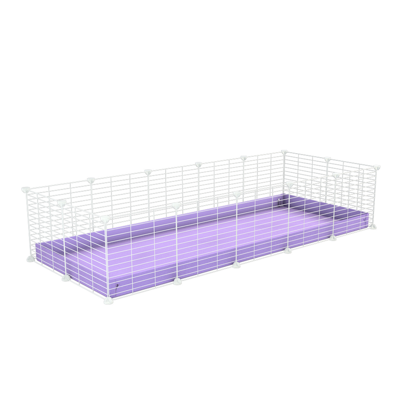 une cavy cage 5x2 pour cochons d'inde avec coroplast violet lilas et grilles blanches fines avec petits trous de kavee