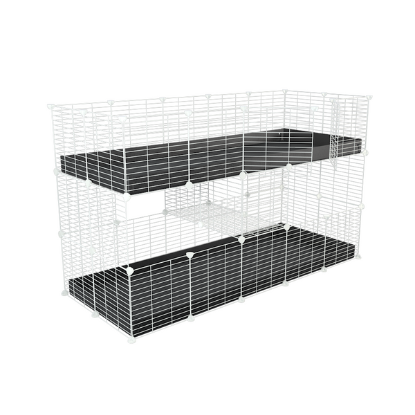 Une cavy cage double blanche deux etages 5x2 pour cochons d'inde coroplast gris Kavee