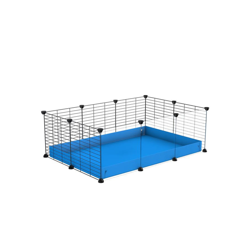 une cavy cage pas cher avec panneaux transparents en plexiglass 3x2 pour cochons d'inde avec coroplast bleu et grilles fines avec petits trous de kavee