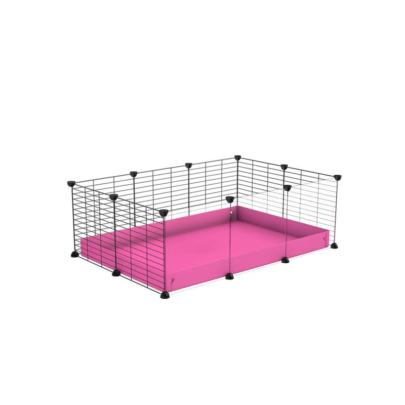 une cavy cage pas cher 3x2 avec panneaux transparents en plexiglass pour cochons d'inde avec coroplast rose et grilles fines avec petits trous de kavee