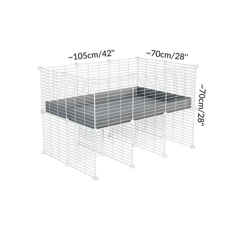 Dimensions d'une cavy cage 3x2 pour cochons d'inde avec rehausseur couvercle correx gris et grilles blanches fines de kavee france