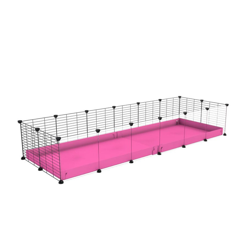une cavy cage 6x2 pour cochons d'inde avec panneaux transparents en plexiglass avec coroplast rose et grilles fines avec petits trous de kavee