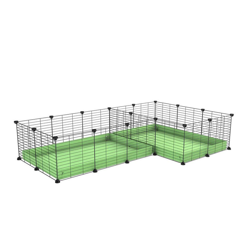 une cavy cage 6x2 en L avec separation pour cochons d'inde qui se battent ou en quarantaine avec coroplast vert kavee